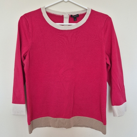 🍁Talbots Pink Colorblock Trim Blouse – Size Medium - Picture 1 of 4
